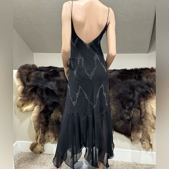 Black Chiffon V-back Sleeveless All Over Beaded Evening Dress/Party Dress - Picture 8 of 13